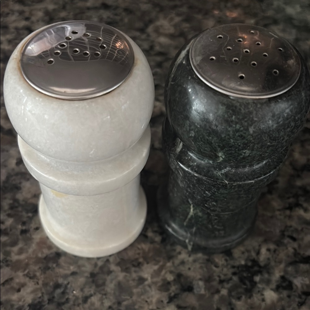 Elegant Vintage Marble Salt and Pepper Shaker Set